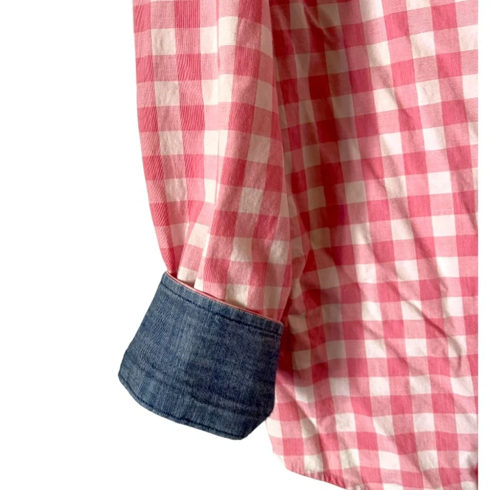 Banana Republic Pink‎ and White Gingham Soft Wash Tailored Slim Fit Shirt